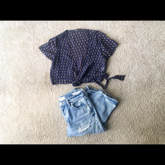 Tie-Front Lisakai Feather Blouse - Picture 1 of 2